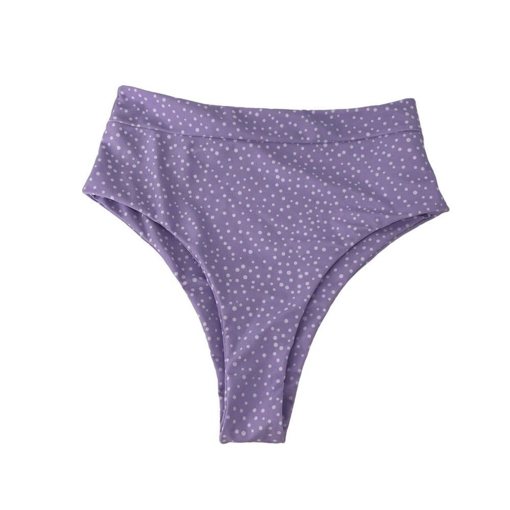 High Rise Cheeky Bikini Bottom Womens Size Small Pastel Purple Polka Dot Swim